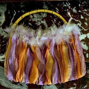 Vintage ERMO Sunset Chiffon Purse with Bamboo Handle